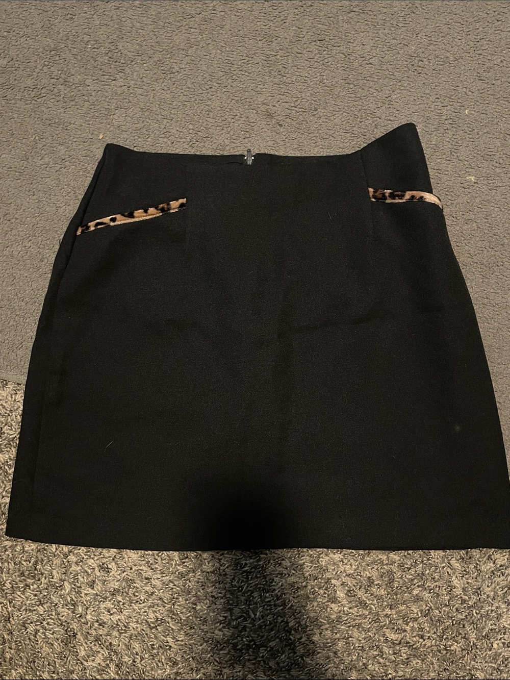 A. Byer Black Mini Skirt with Leopard-Trim Pockets